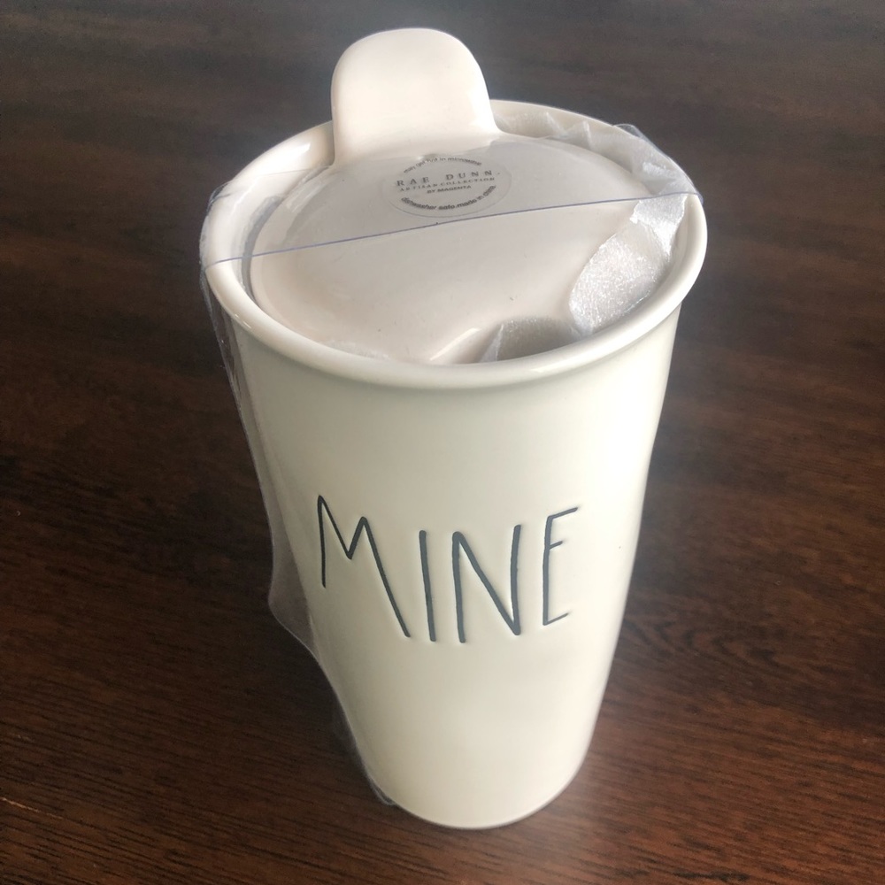 Rae Dunn MINE Ceramic Travel Coffee ☕️ Cup NWT